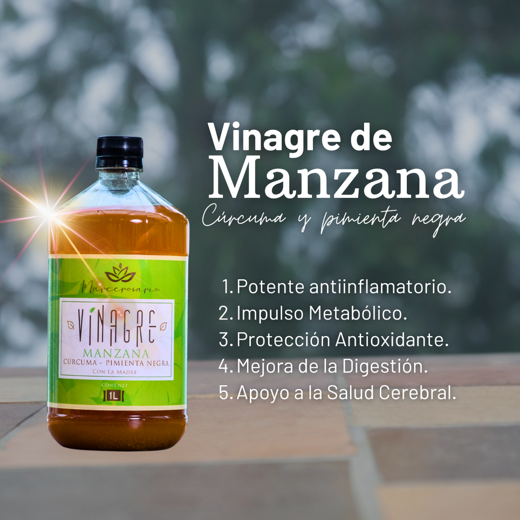 Vinagre de Manzana, Cúrcuma & Pimienta Negra (1 L)