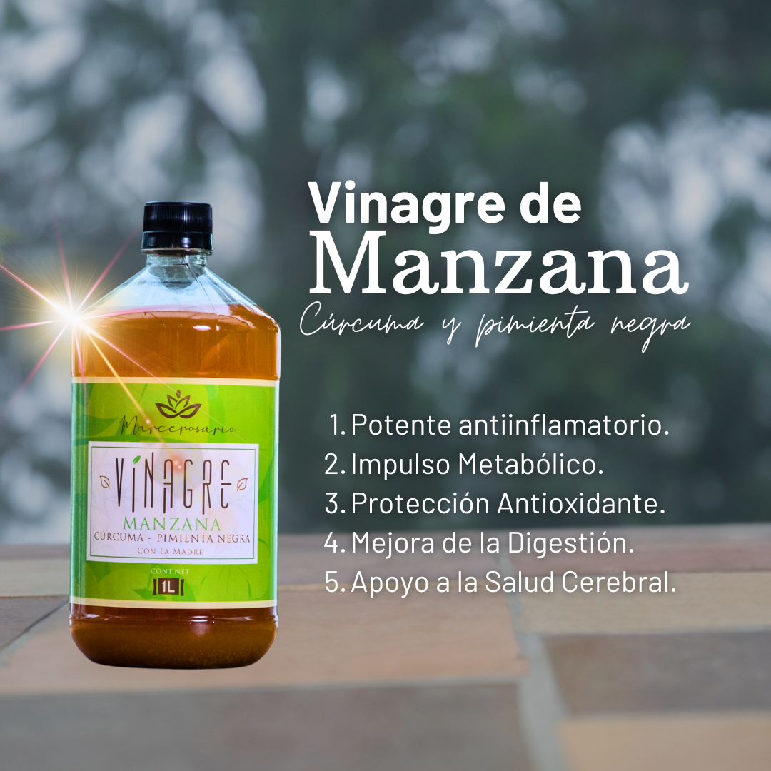 Vinagre de Manzana, Cúrcuma & Pimienta Negra (1 L)